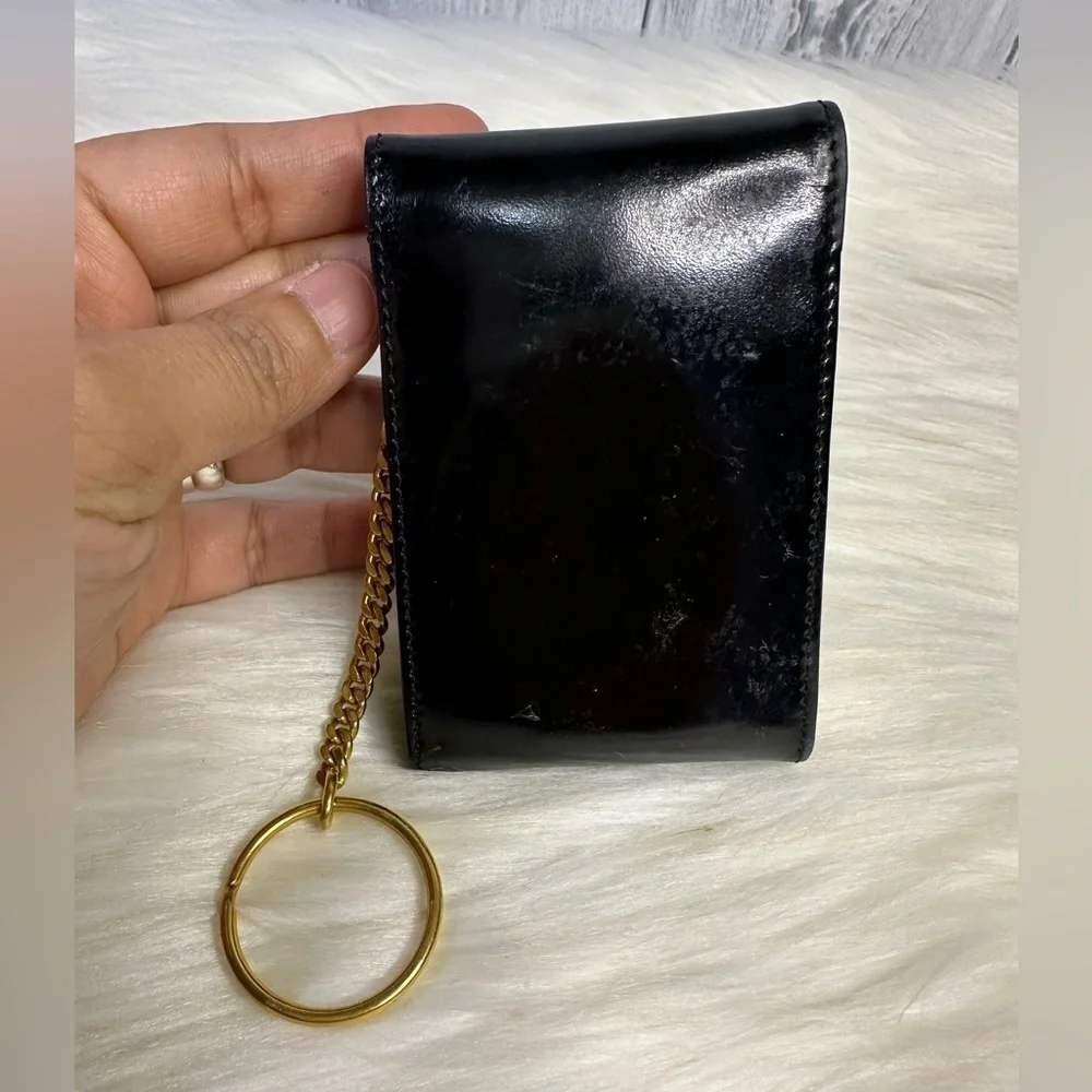 CHANEL cardholder / keyholder patent leather flap pouch in black - Picture 4 of 17